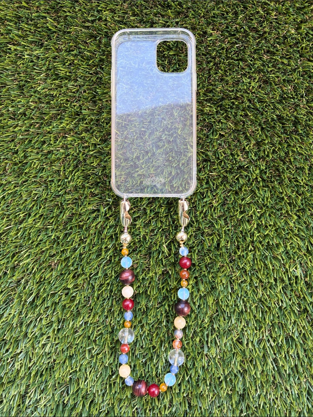 OSSA iPhone 12 Clear Phone Case Multicolor Beaded Wrist Strap Chain